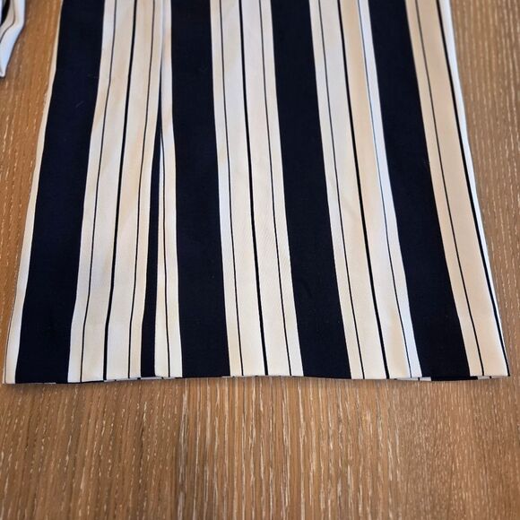 H&M Striped Navy Strapless Culottes Jumpsuit Bandeau Tie Waist Capri Wide Leg 6 - Picture 9 of 10